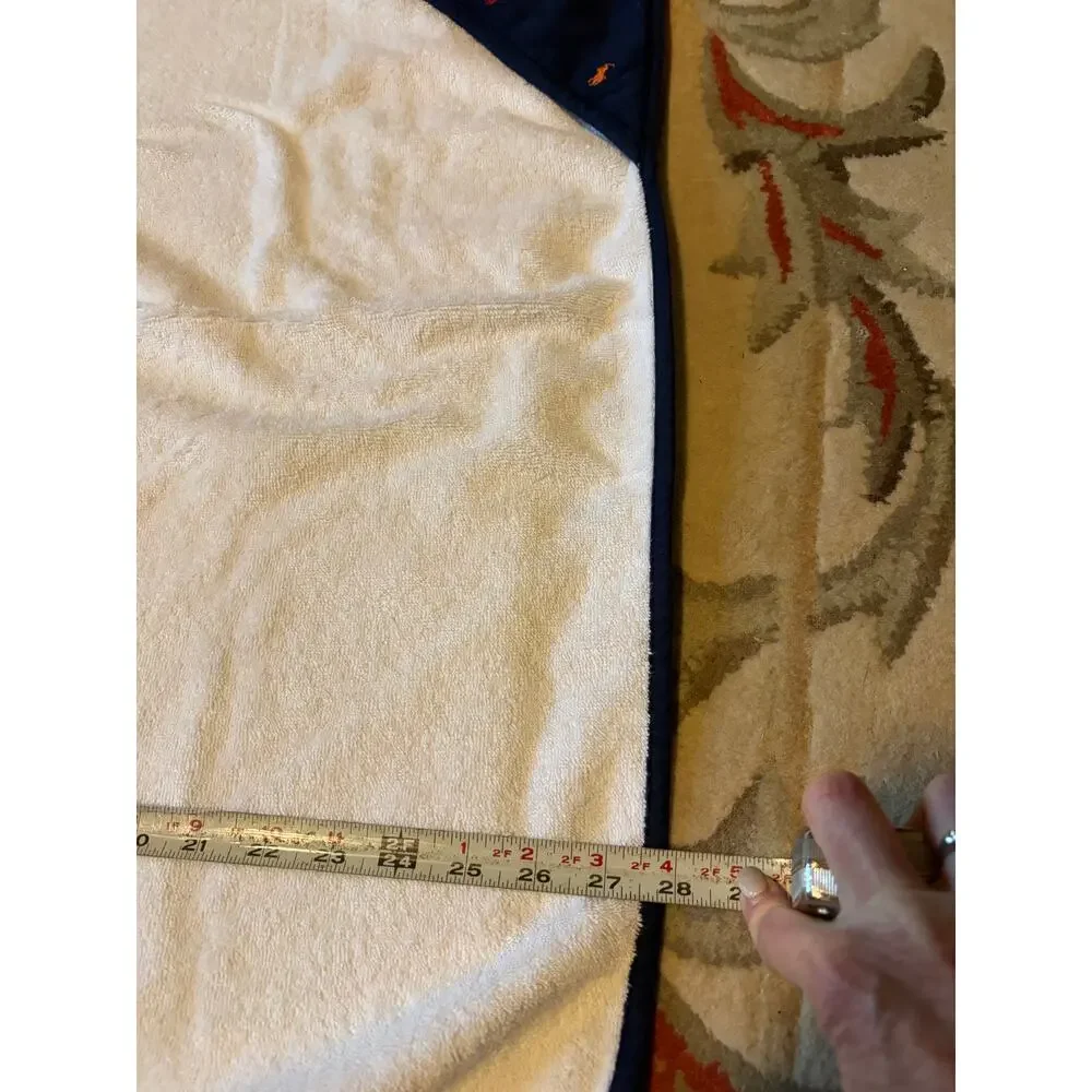Ralph Lauren Terry Cotton Hooded Towel Baby Bath Polo Logo Blue White